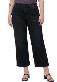 Vervet By Flying Monkey - High Rise Cuffed Baggy Wide Jeans - Plus
