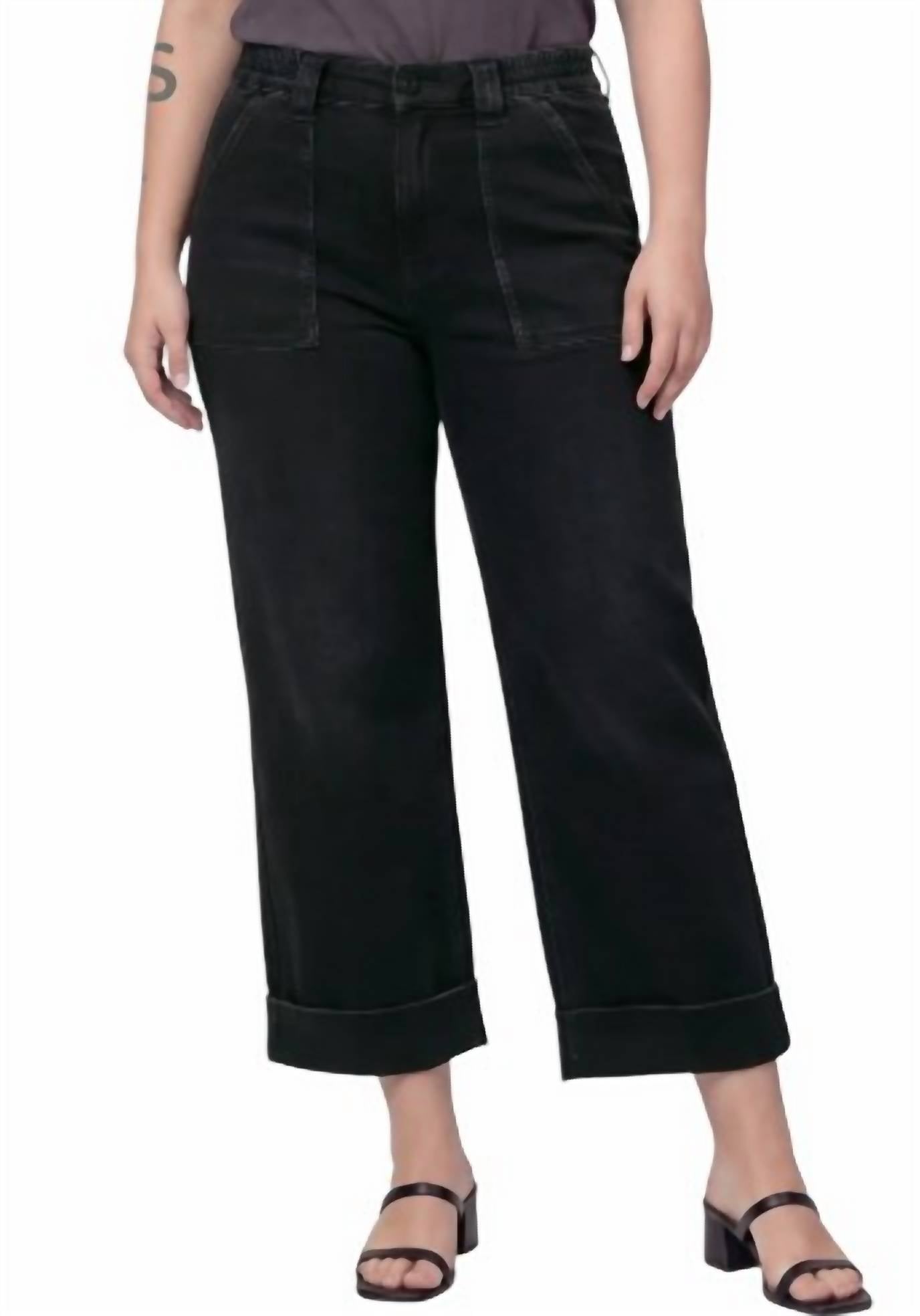 Vervet By Flying Monkey - High Rise Cuffed Baggy Wide Jeans - Plus