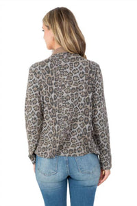 Blue B - Animal Print Front Zip Surplice Closure Jacket