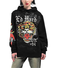 Ed Hardy - Tiger Head Rhinestone Hoodie