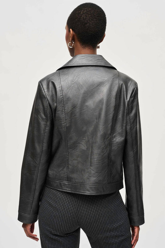 Joseph Ribkoff - Metallic Faux Leather Biker Jacket