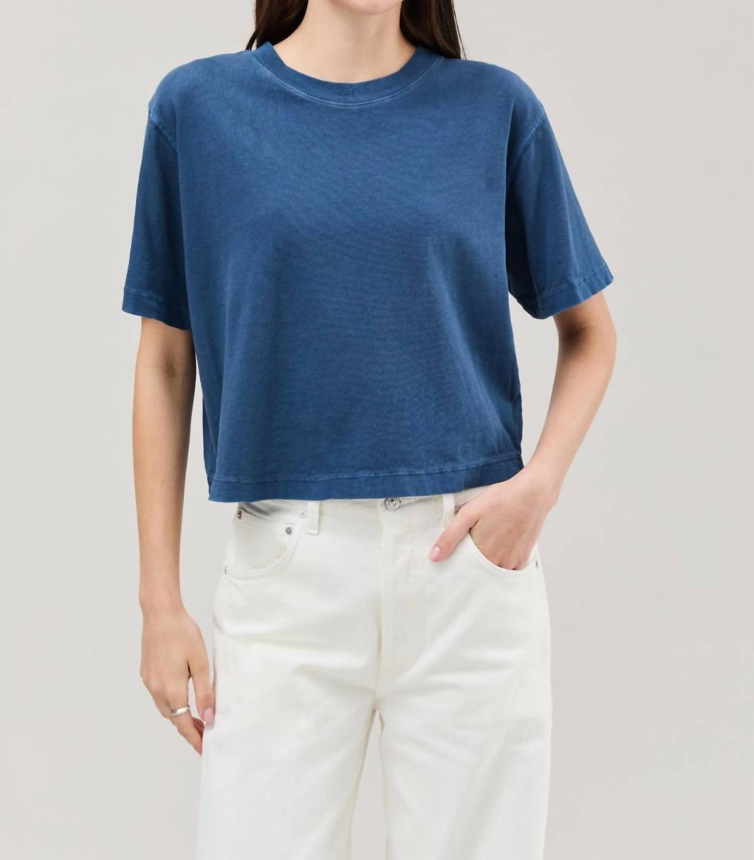 Richer Poorer Relaxed Cropped Tee - Plus in vintage indigo - women's t-shirt