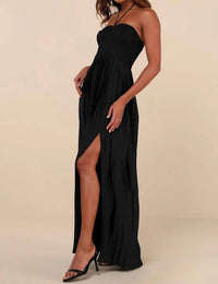 Lulus Certainly Poised Lace Halter Bustier Maxi Dress in black - women's dress - detail view