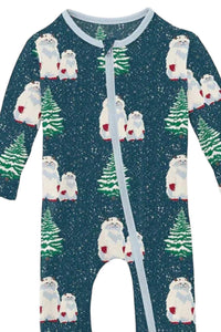 Kickee - Kids Midnight Yeti Zip Bamboo Pajamas Footie