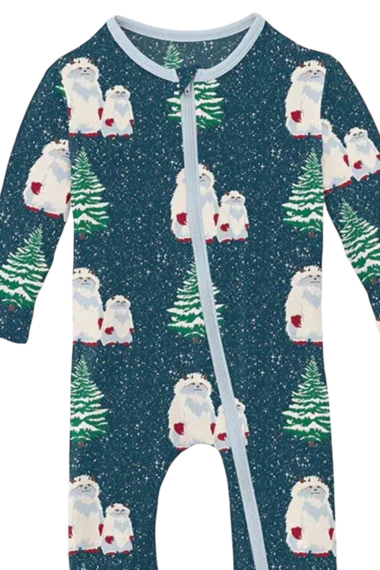 Kickee - Kids Midnight Yeti Zip Bamboo Pajamas Footie