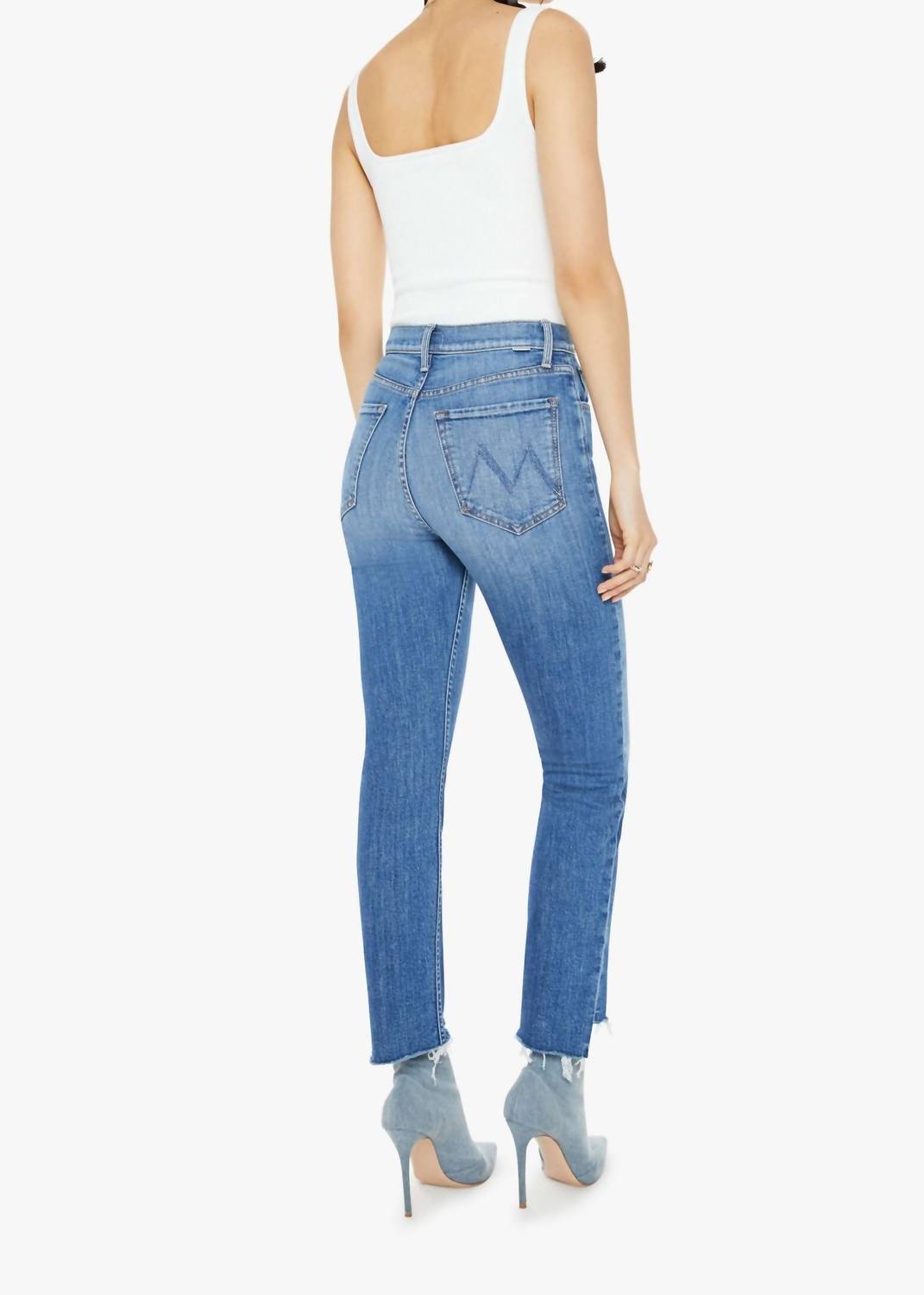 Mother High Waisted Rider Ankle Step Fray Jean in loafers and lassos - women's jeans - alternate view