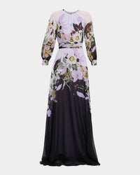 Teri Jon - Chiffon floral maxi Gown
