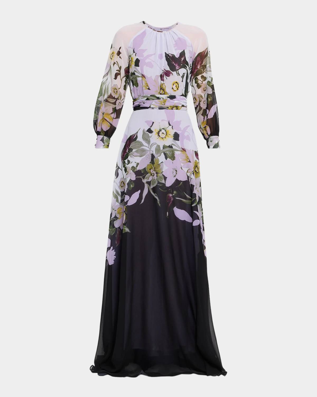 Teri Jon - Chiffon floral maxi Gown