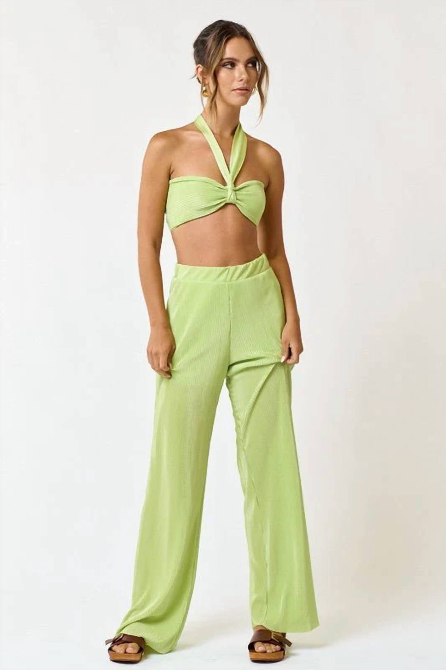 Disco Avenue - Salt And Lime Wide Leg Pants