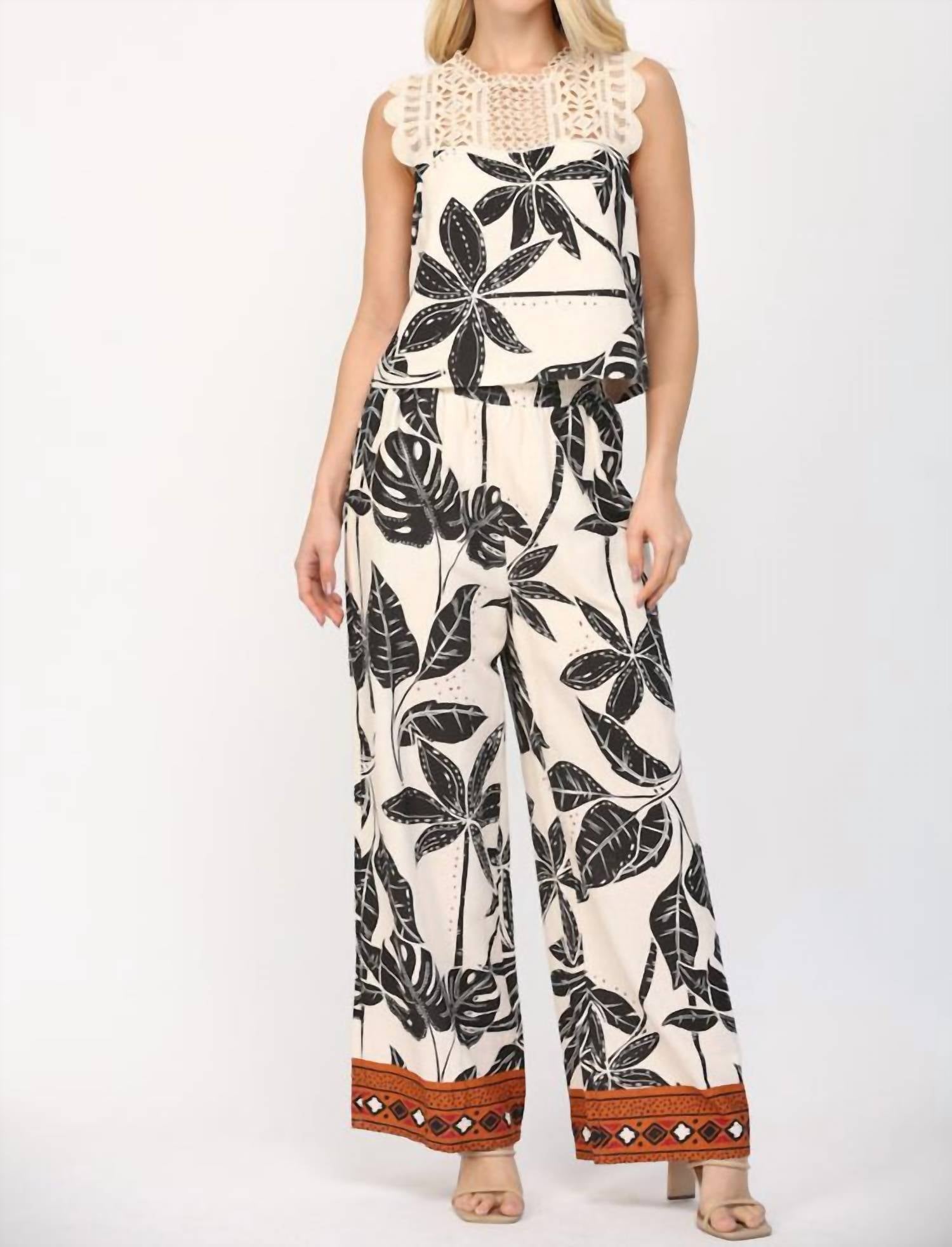 Fate - Tropical Linen Blend Lace Top