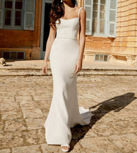 Sincerity - Beaded Crepe Fit And Flare Wedding Gown