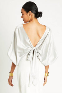 Beryll Ali Silk Wrap Top in pearl - women's t-shirt - alternate view
