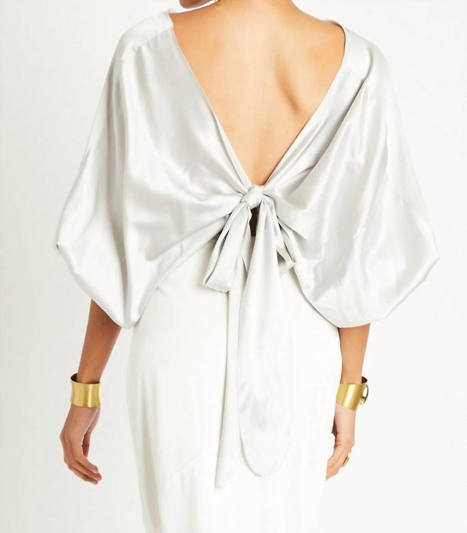 Beryll Ali Silk Wrap Top in pearl - women's t-shirt - detail view