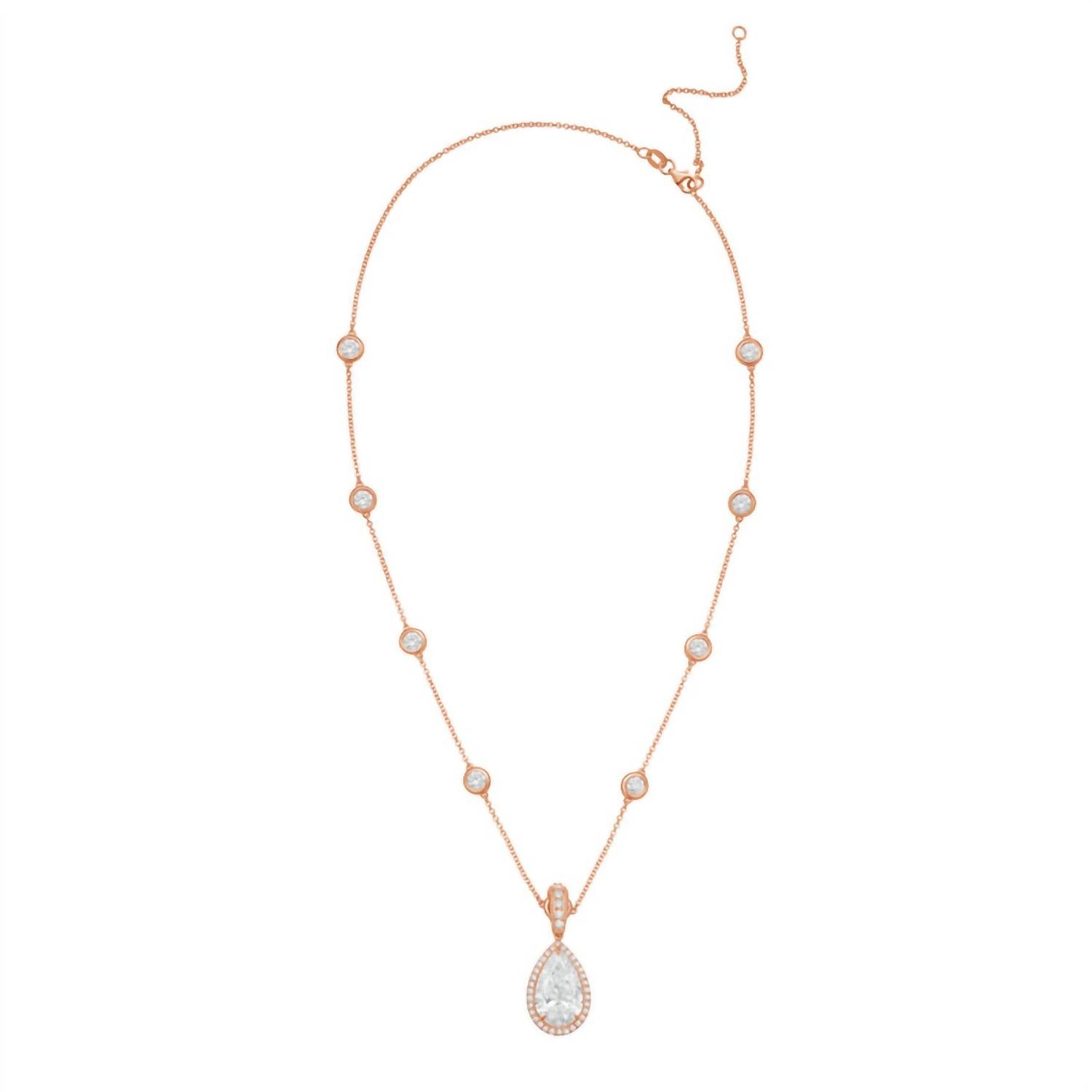 Diana M Jewels - Women's Pear & Round Lab-Grown Diamond Pendant Necklace (7.00 Ct) - Elegant