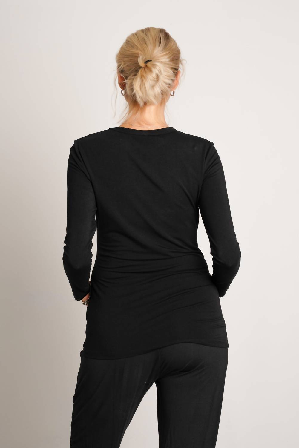 NOM Maternity Liv Long Sleeve Tee in black - women's long sleeve top - view 4