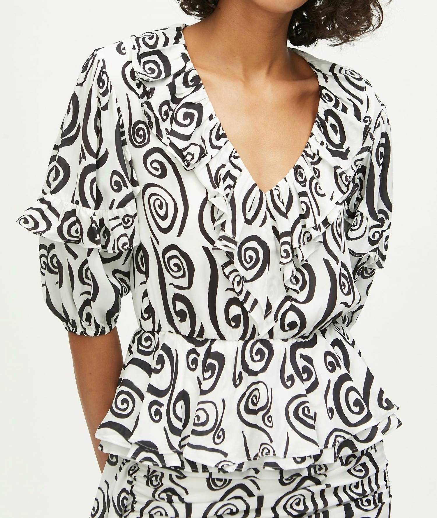 Rhode - Venus Double Ruffled V-neck Top