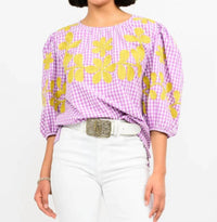 Ivy Jane - Checked Embroidered Top