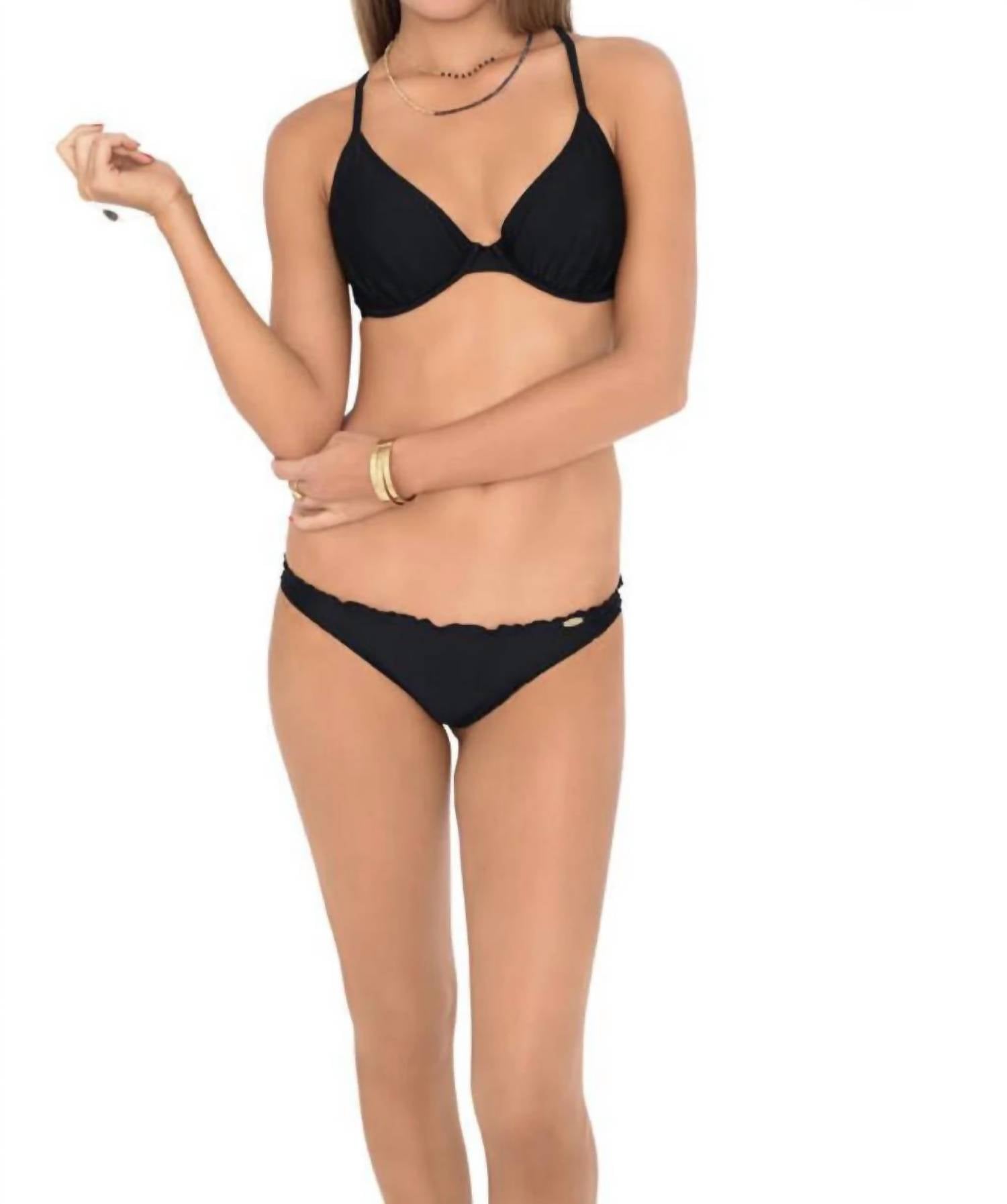 Luli Fama Cosita Buena Underwire Adjustable Bikini Top in black - women's swimwear