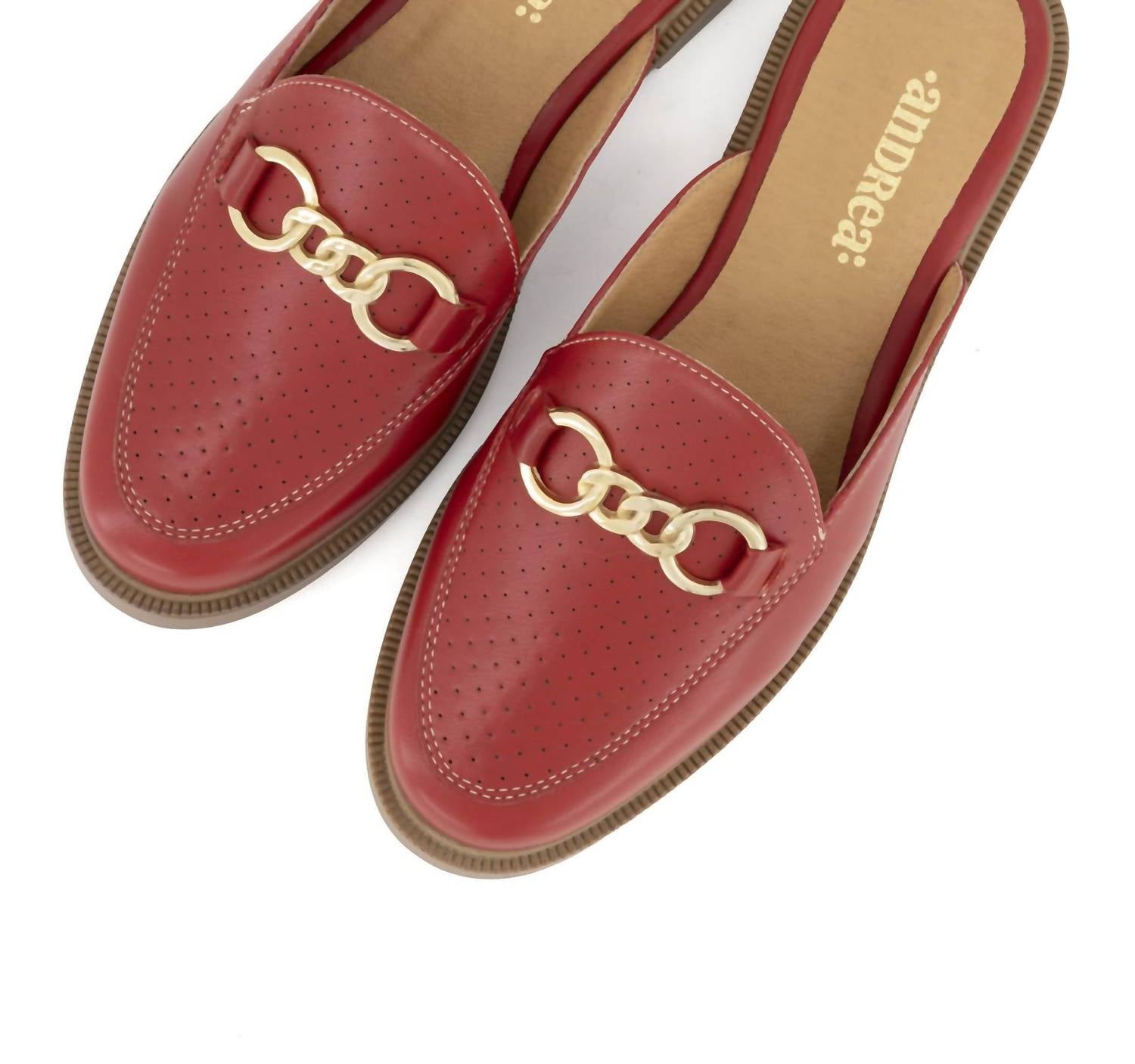 Andrea Women's Flat Mocassin Mule in red - women's shoe - view 4
