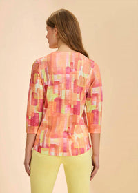 Fdj - 3/4 Sleeve Notch Neck Top - Plus