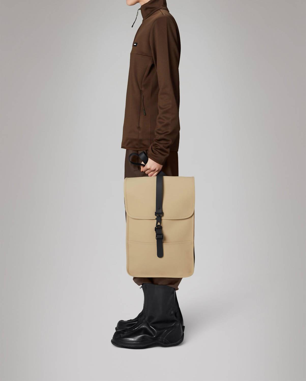Rains Unisex Mini Backpack in sand - men's bag - alternate view