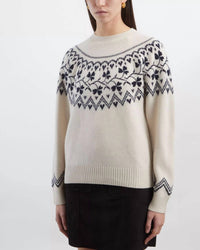 Jumper1234 Clover Crew Sweater in cream navy - women's sweater