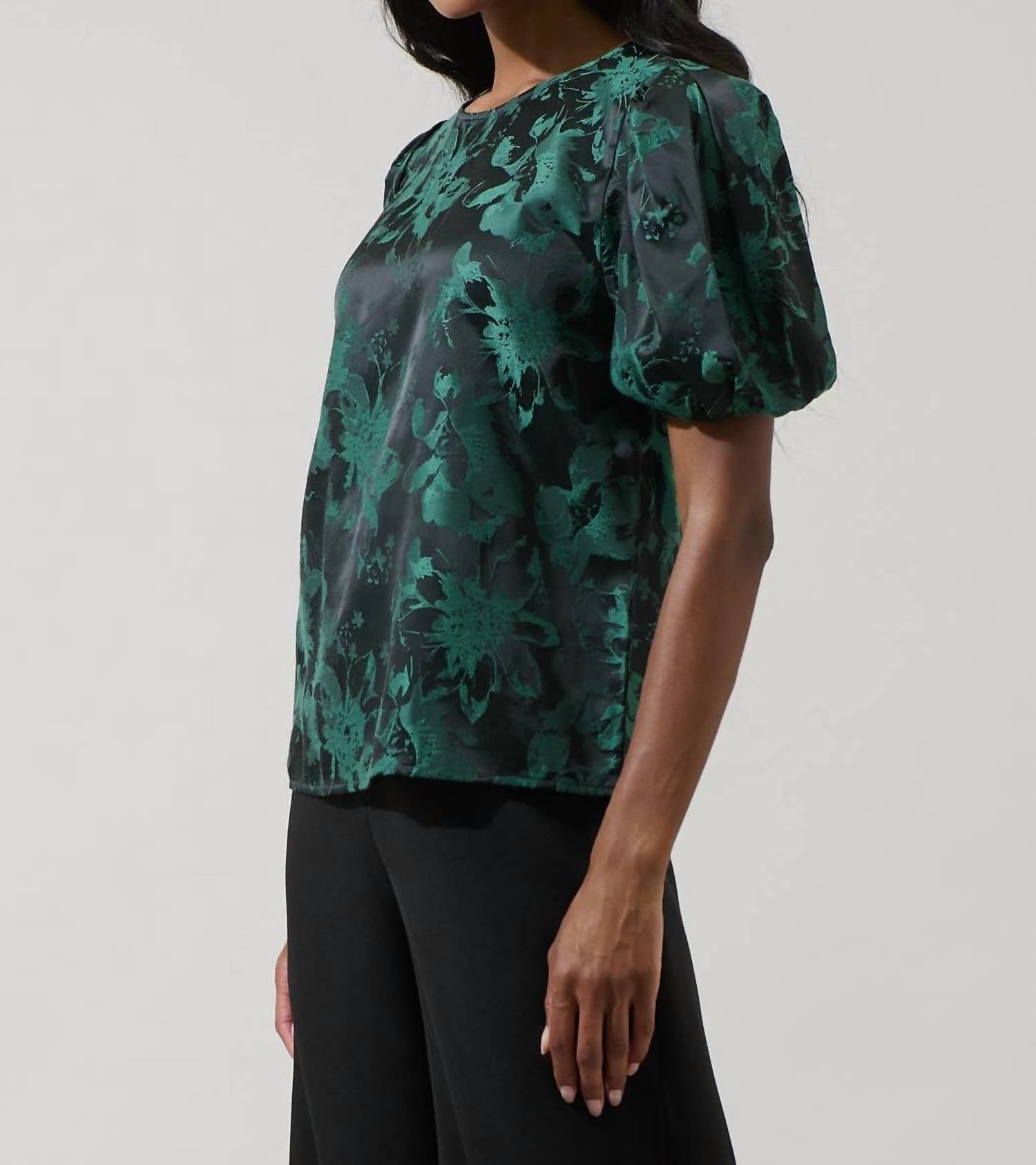 Sugarlips - Palmina Jacquard Puff Sleeve Top