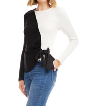 Karen Kane - Long Sleeve Colorblock Satin Bow Top