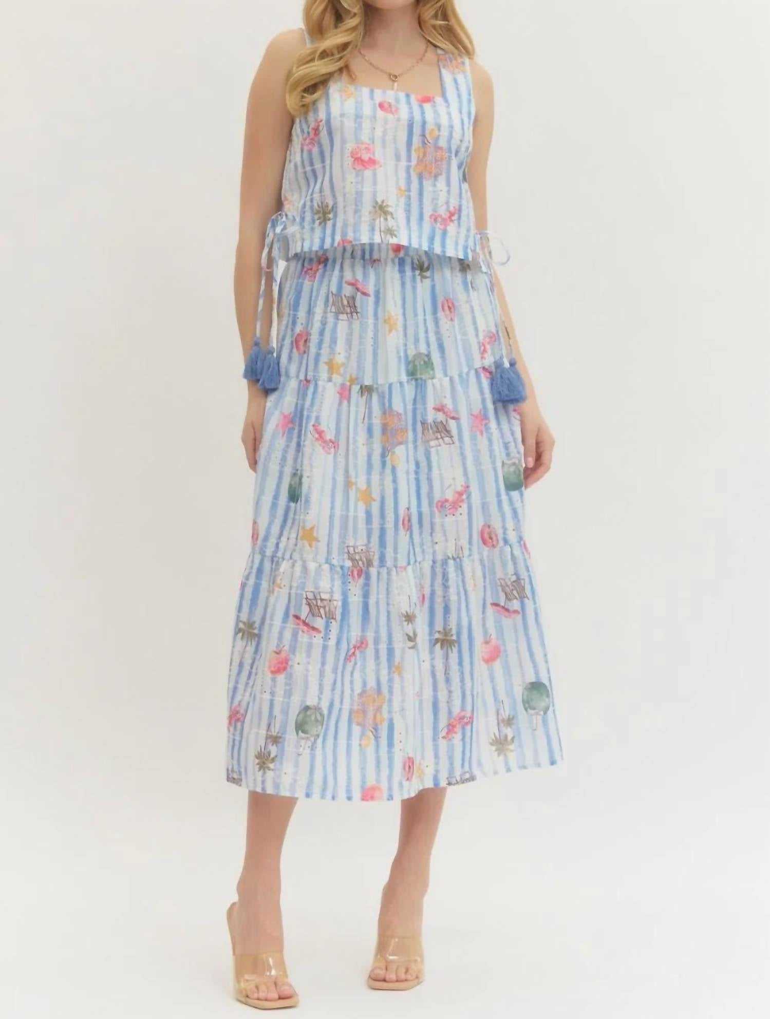 Entro - Summer Print Midi Skirt