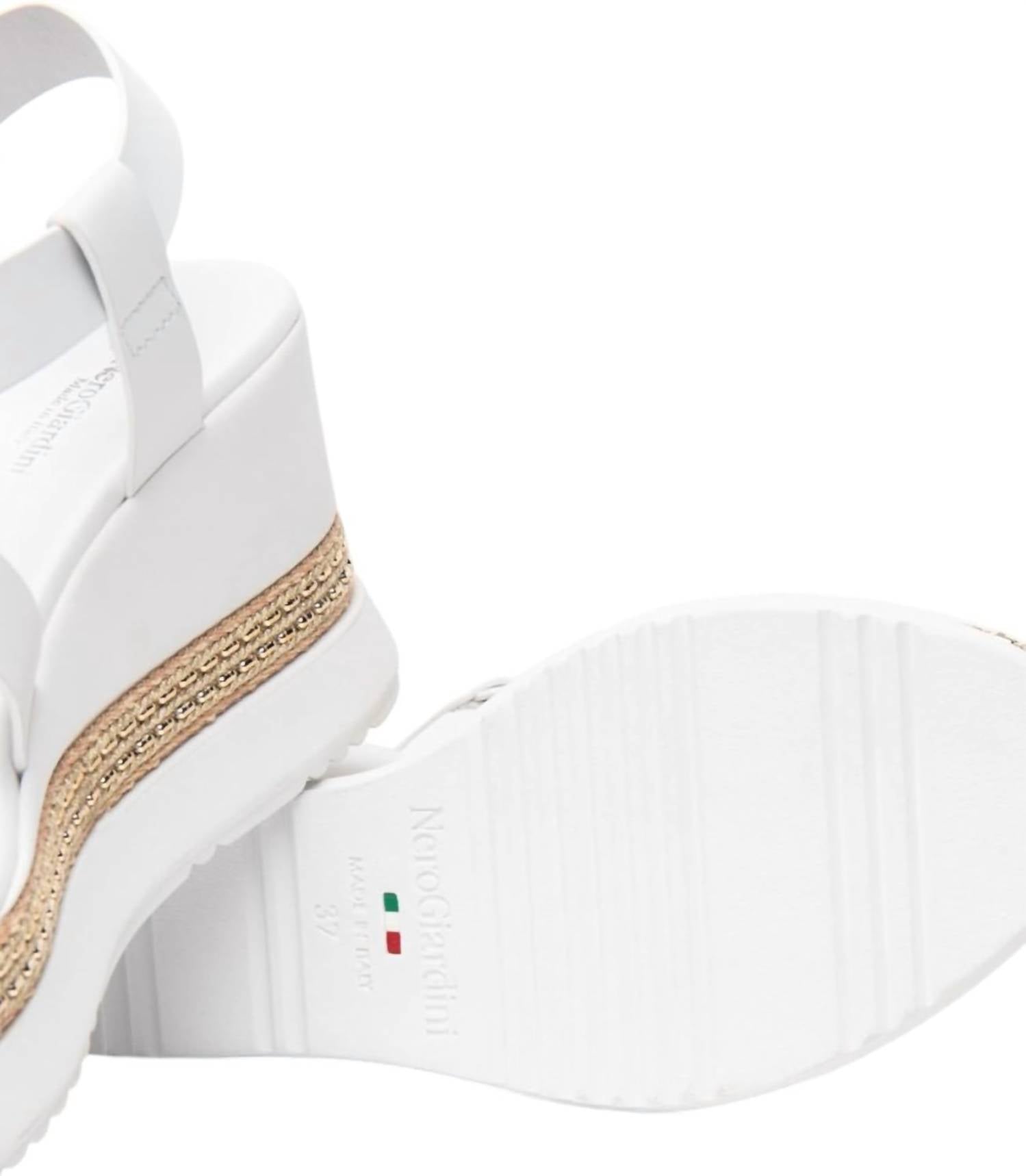 NeroGiardini Women's Loira Wedge Sandal in bianco - women's sandal - view 5