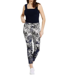 Joseph Ribkoff Tropical Print Slim Fit Pants in vanilla multi - women's pants - view 5