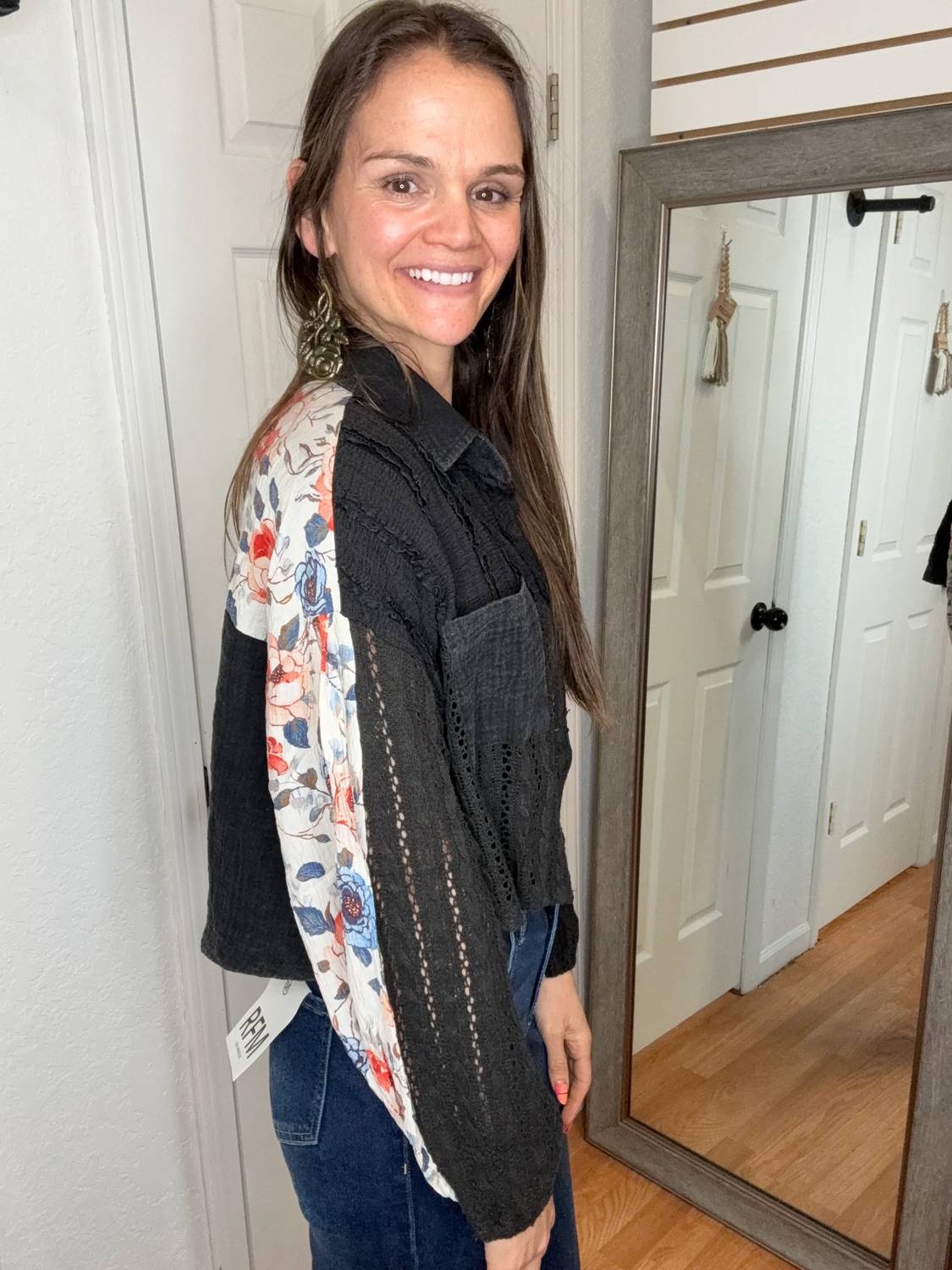 Pol - Ava Button Down Cropped Layering Top