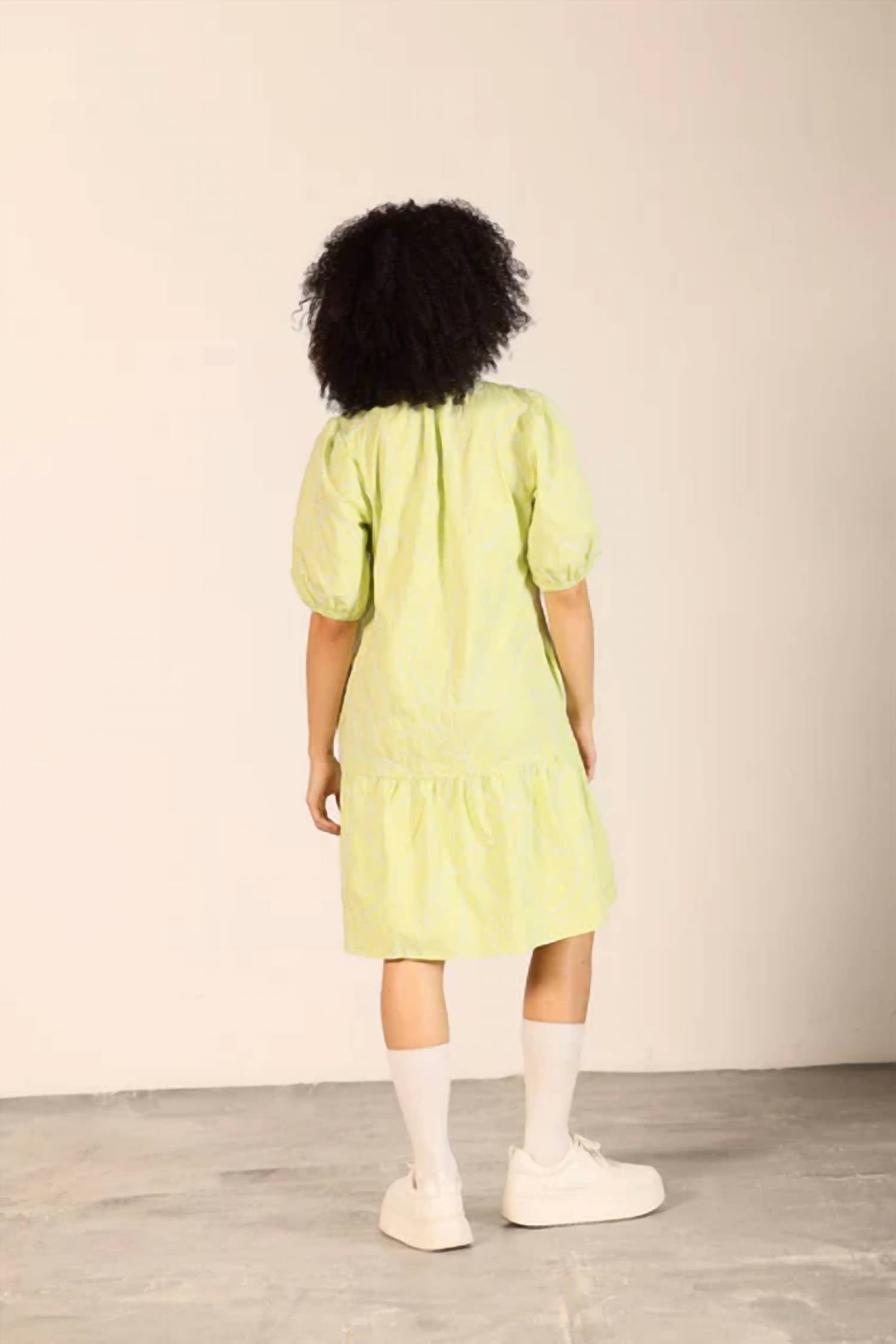 Maude Vivante - Trixie V Neck Puff Sleeves Dress