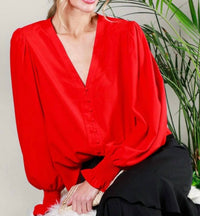 Vine & Love - Starla Button Detail Long Sleeve Blouse
