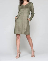 Joh - Aurora Suede V Neck Dress With Pockets