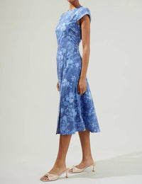 SUGARLIPS Borage Floral Everbloom Cutout Midi Dress in blue - women's dress - detail view