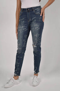 Frank Lyman - Gina Embellished And Distressed Jeans