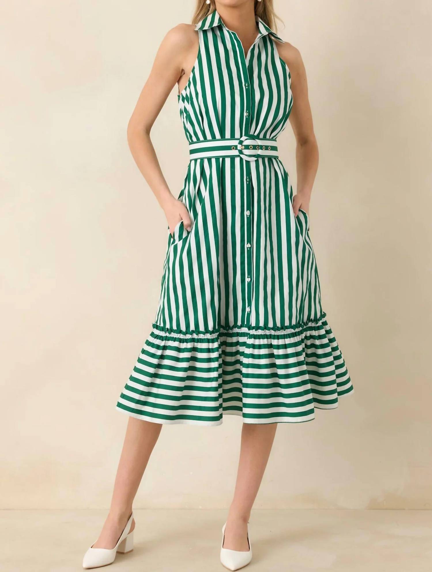 Prosperina - Lourdes Stripe Cotton Midi Dress