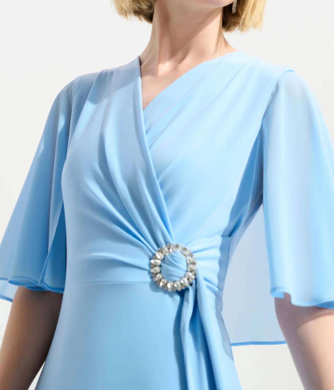 Joseph Ribkoff - Cape Sleeves High Low Wrap Dress