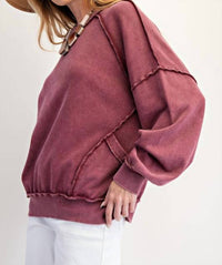 Easel - Cut Out Mineral Washed Pullover
