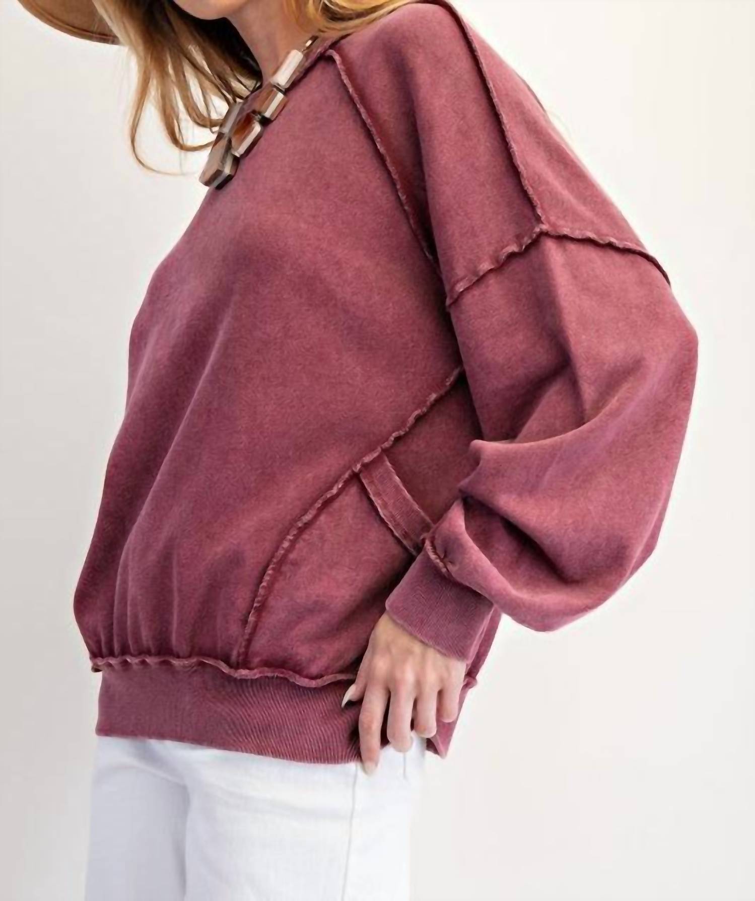 Easel - Cut Out Mineral Washed Pullover