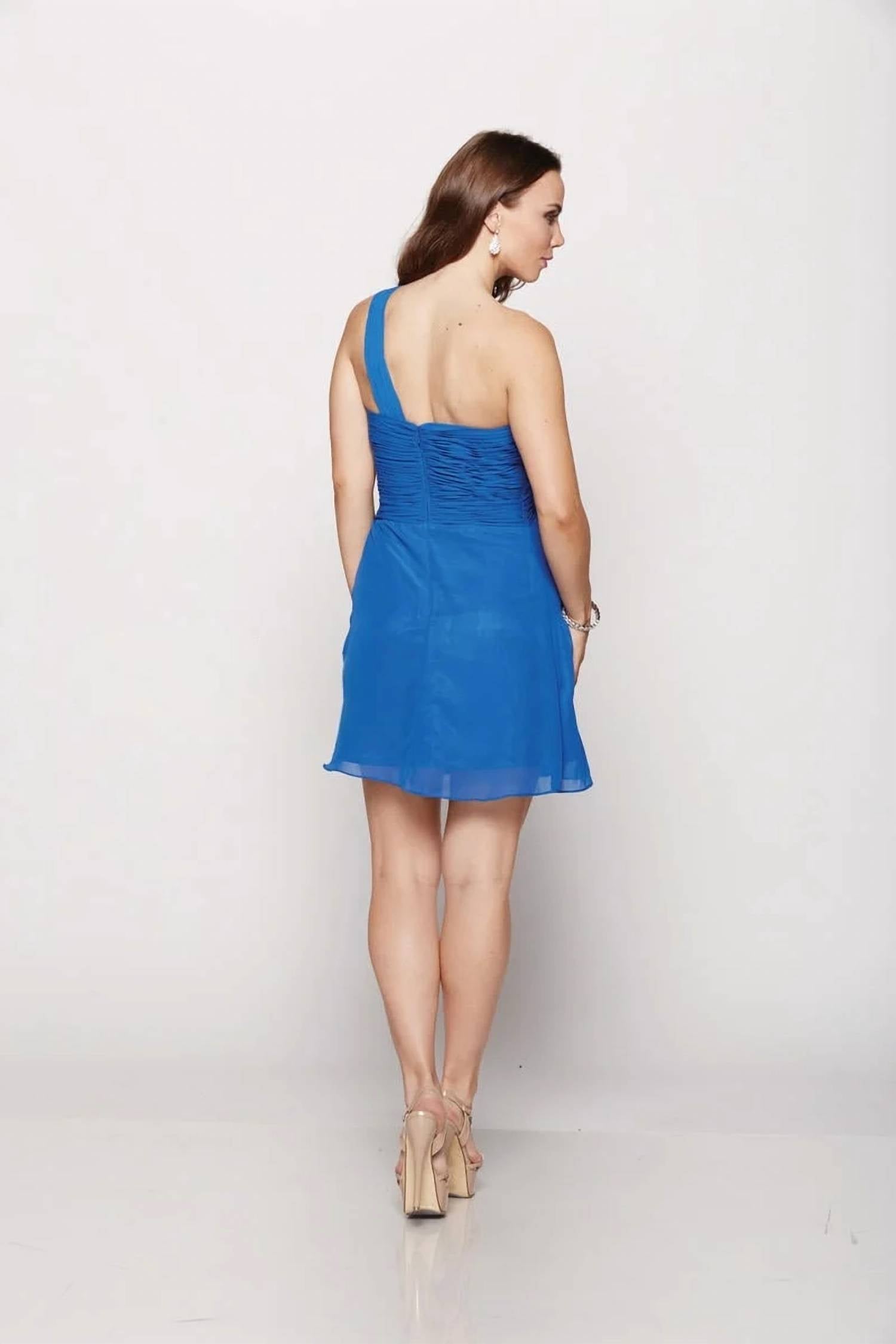 Last Dress - Ruched Rosette Asymmetric Evening Dress