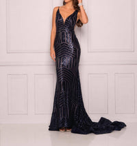Dave & Johnny - V Neckline Gown