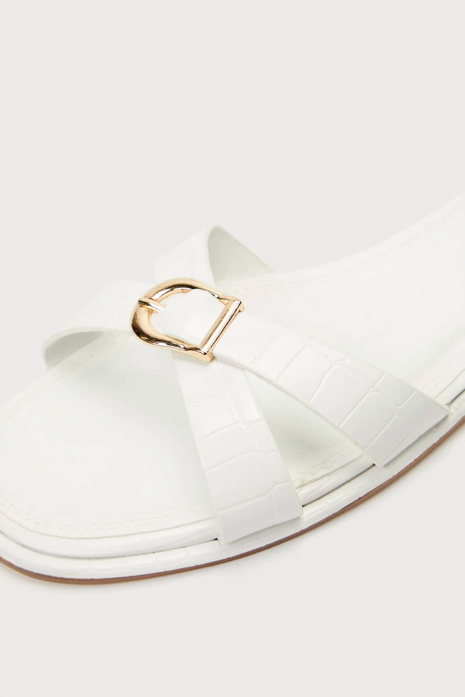 Billini - Perline Bone Croc-Embossed Buckle Slide Sandals