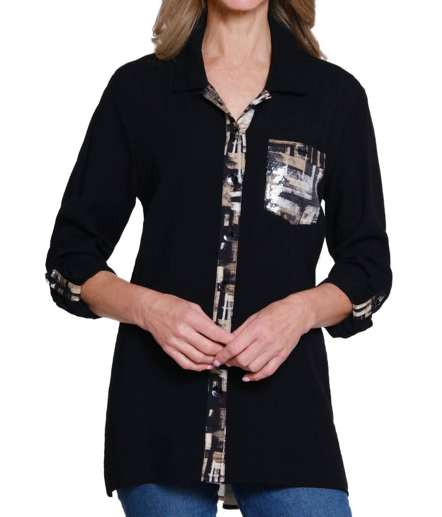 Multiples - Roll-Tab Sleeve Blouse