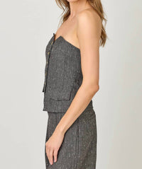 Mystree - Sparkling Pinstripe Strapless Suit Top