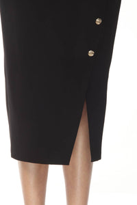 Joseph Ribkoff - Asymmetric Slit Midi Pencil Skirt