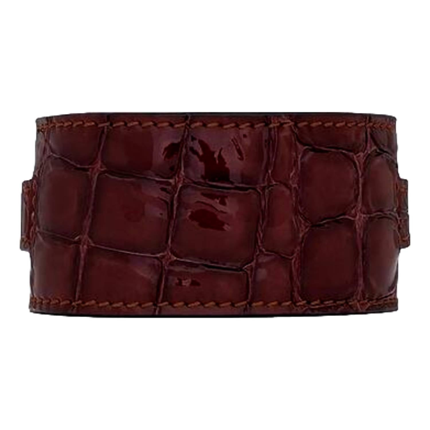 Saint Laurent - Women's Le Carre Croc Embossed Leather Double Wrap Bracelet