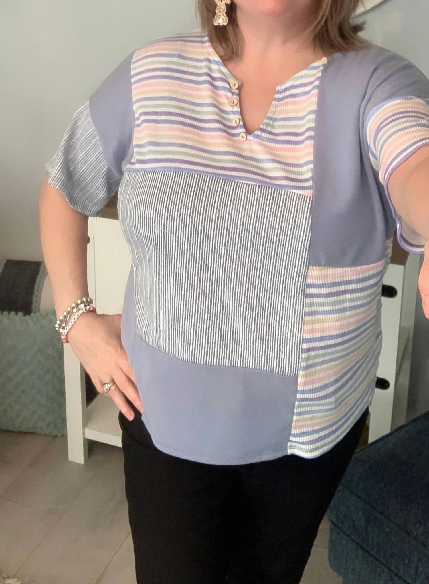 Sugarfox - Thermal Multi Color Stripe Top