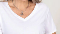 ZENANA Cotton Short Sleeve Boyfriend V-neck Tee in white - women's t-shirt - detail view